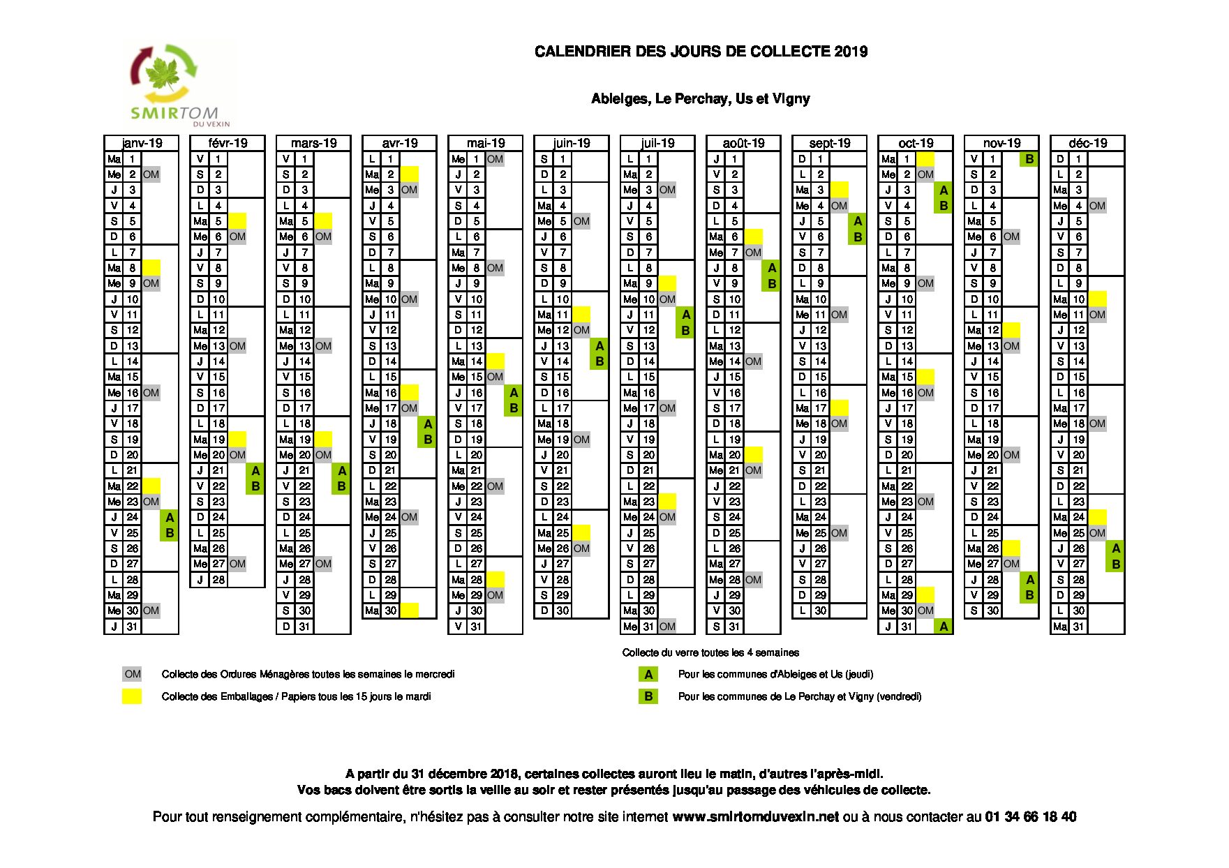 Du changement pour les jours de ramassage des ordures