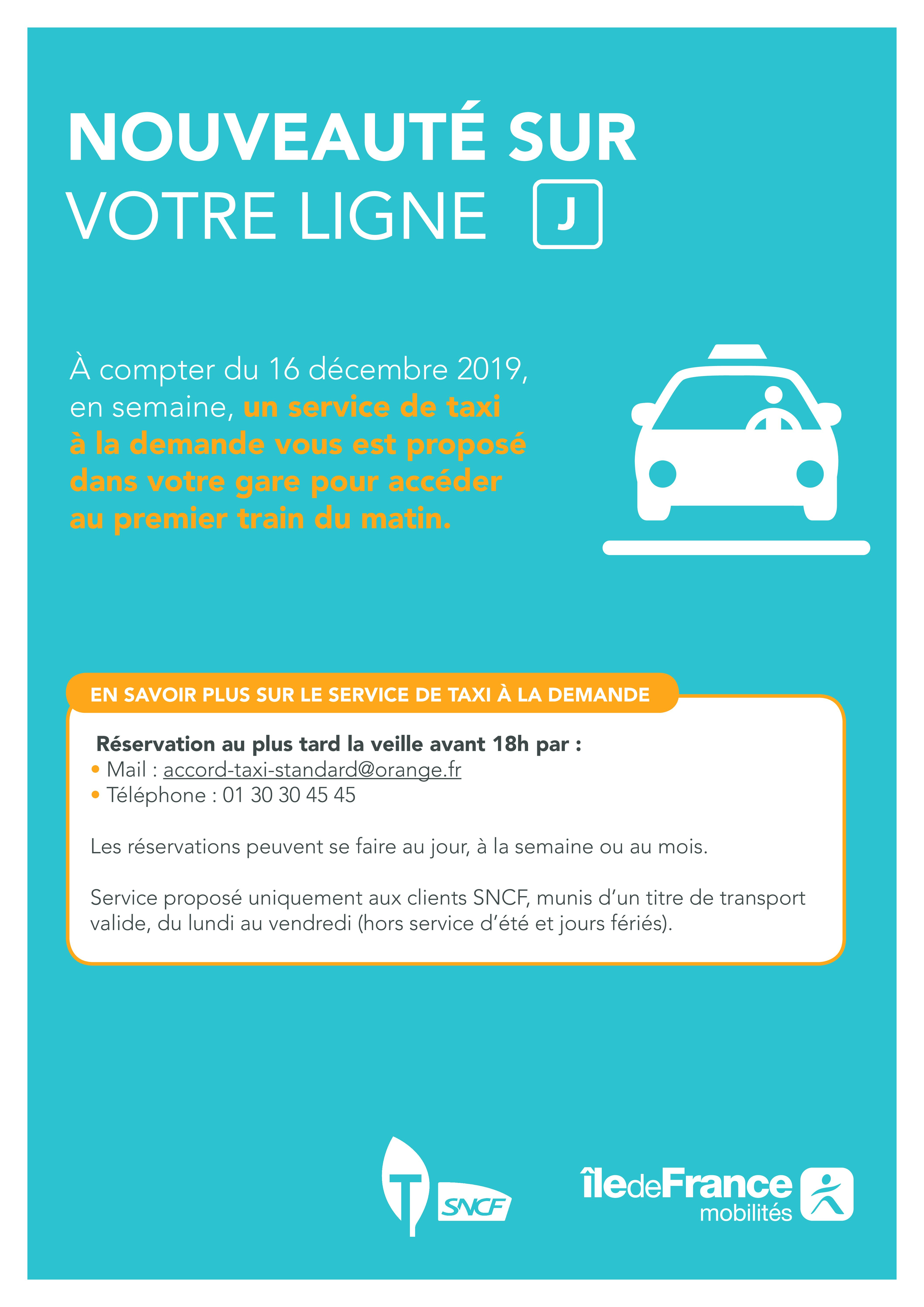 Nouveauté sur la Ligne J : Taxi à la demande