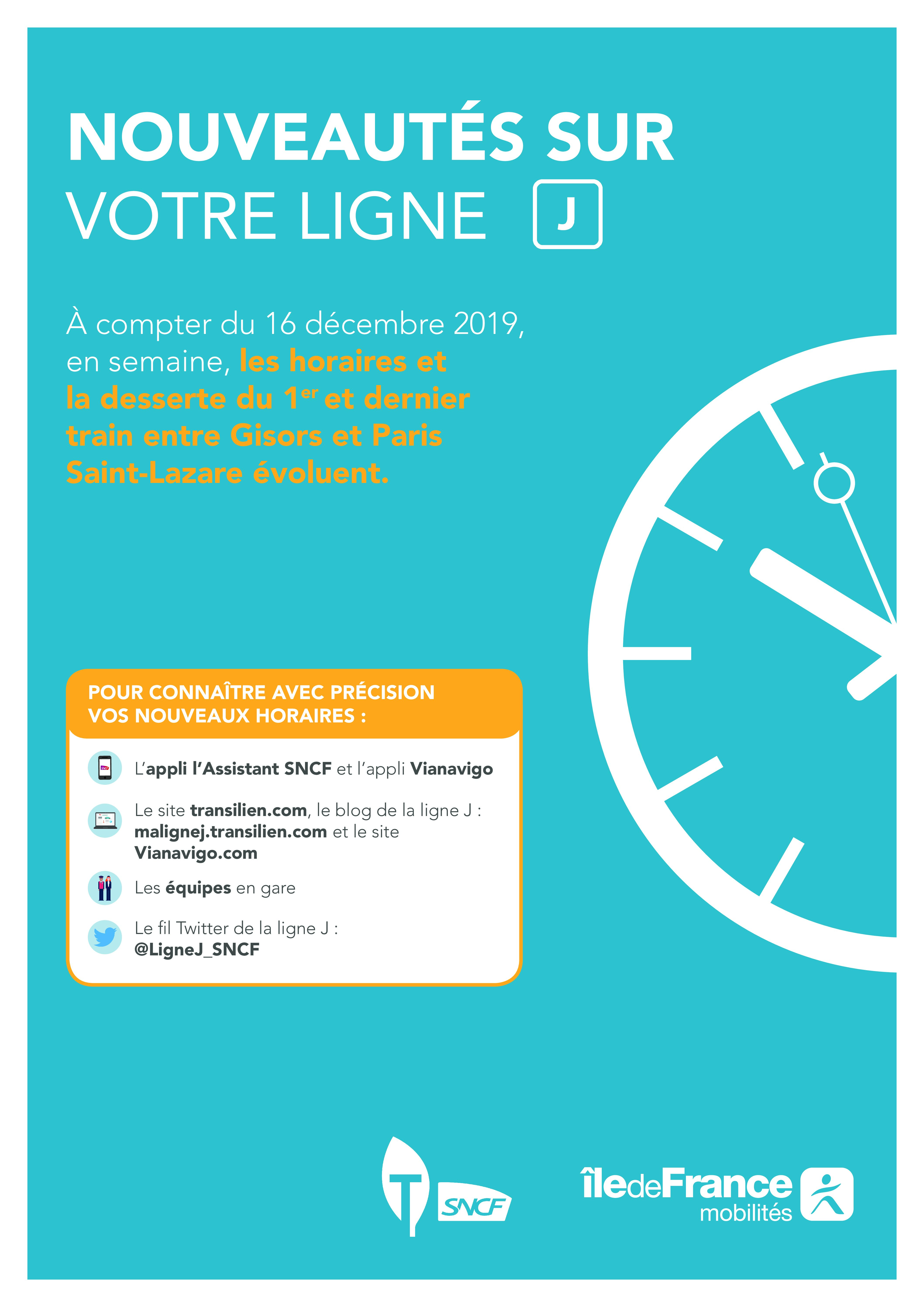 Nouveauté sur la Ligne J : nouveaux horaires