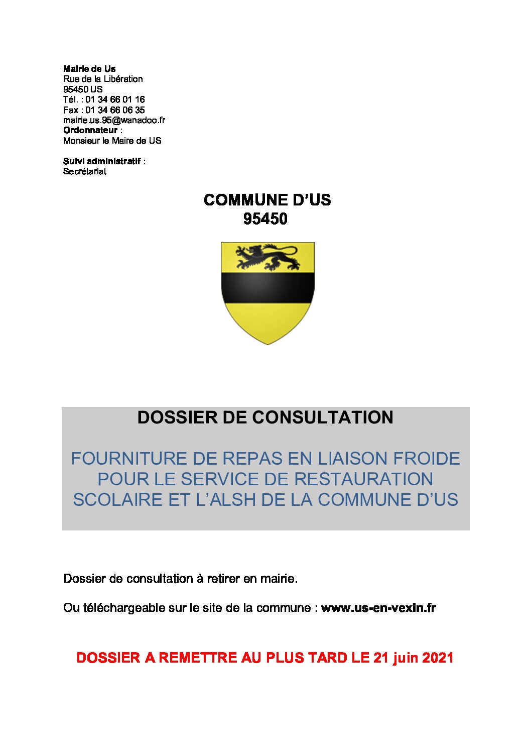 Consultation pour la fourniture de repas